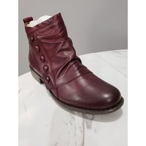 NEW NO BOX Miz Mooz Lili Ruched Leather Ankle Boots BORDEAUX Size 41 / US 9.5-10
